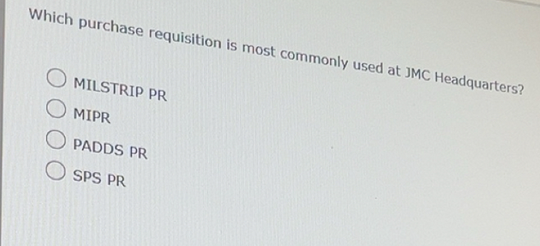 Solved: Which purchase requisition is most commonly used at JMC ...