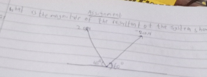 what 
As signmenb 
is the masnle of the resultnt of the system sho 
2 ce)
45° 60°