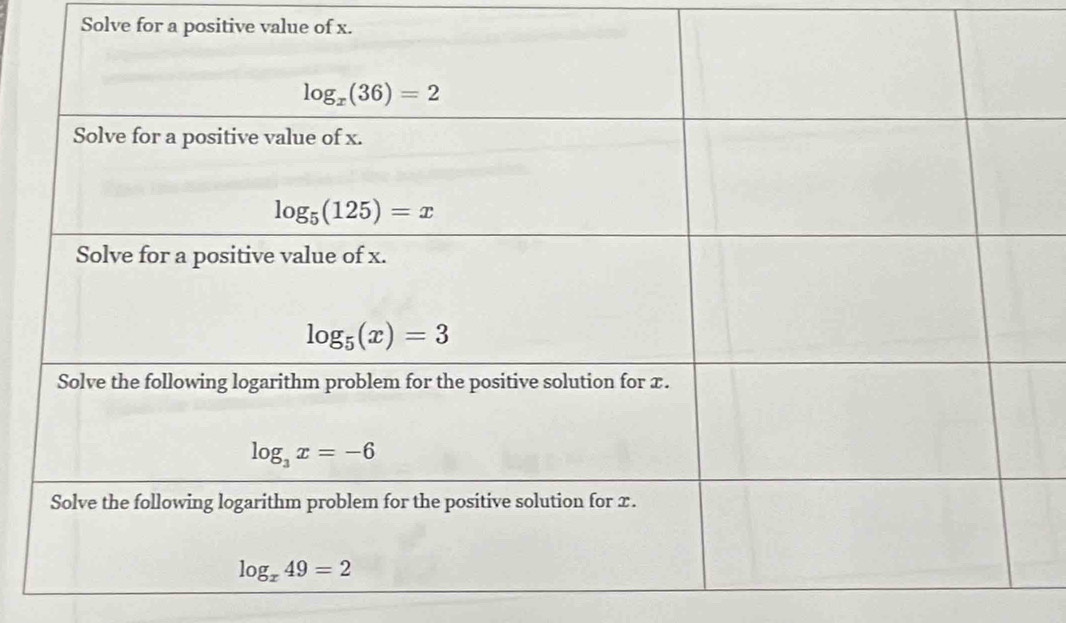 Solve for a positive value of x.