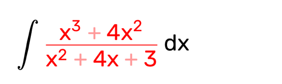 ∈t  (x^3+4x^2)/x^2+4x+3 dx