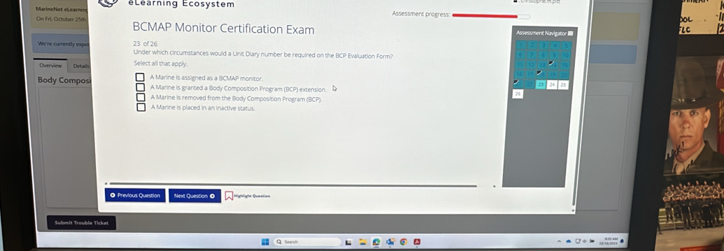 Solved: MarineNet eLearnin éLearning Écosystem Assessment progress: On ...
