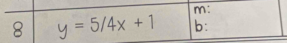 m: 
8 y=5/4x+1
b: