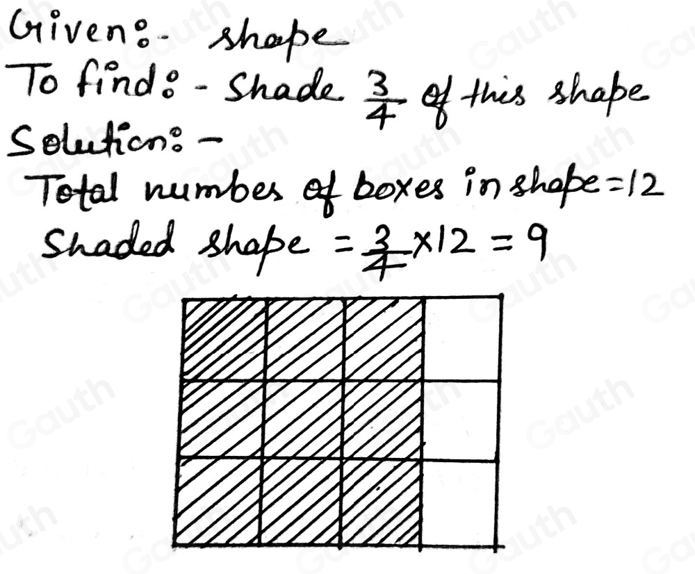 Solved: Here is a shape. Shade 3/4 of this shape. [Math]