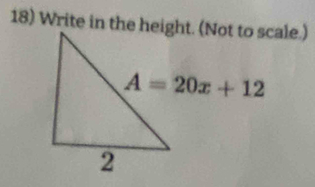 Write in the height. (Not to scale.)