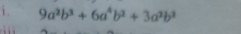 1 9a^2b^3+6a^4b^2+3a^2b^2