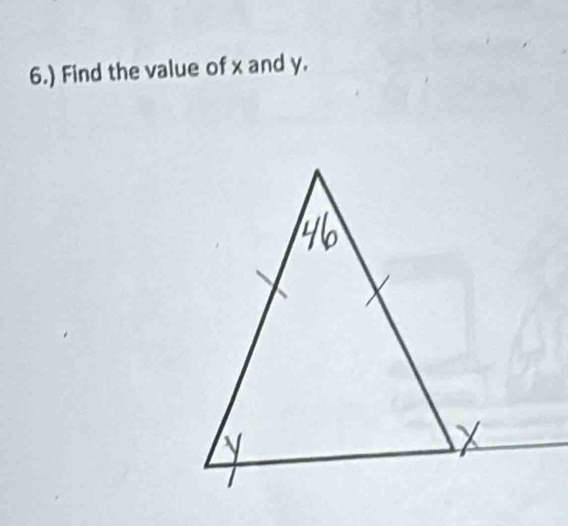 6.) Find the value of x and y.