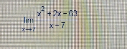 limlimits _xto 7 (x^2+2x-63)/x-7 