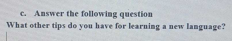 Answer the following question 
What other tips do you have for learning a new language?