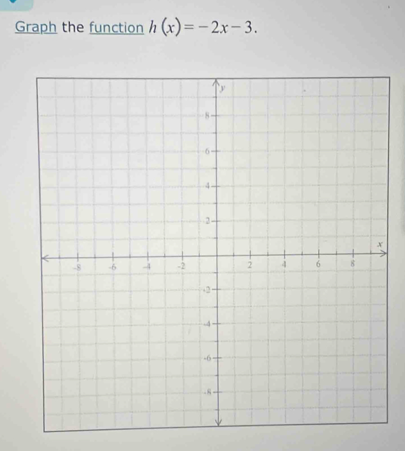 Graph the function h(x)=-2x-3.