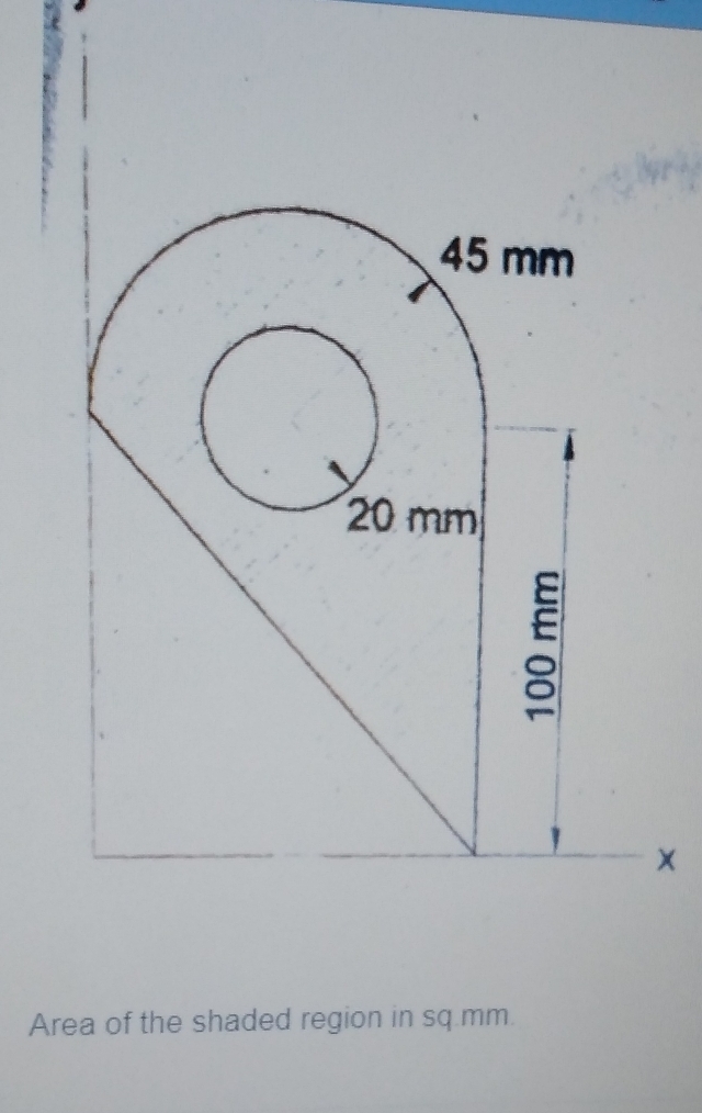 Area of the shaded region in sq.mm.