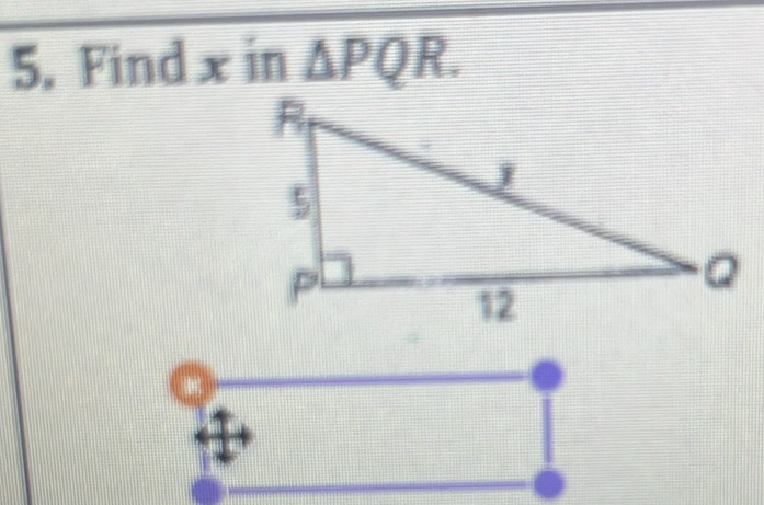 Find x in △ PQR.