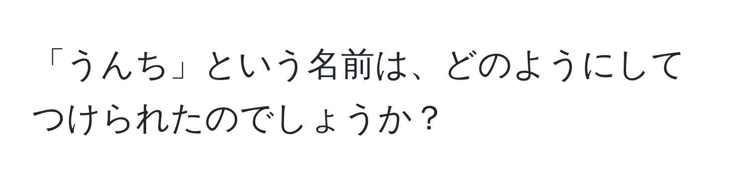 「うんち」という名前は、どのようにしてつけられたのでしょうか？