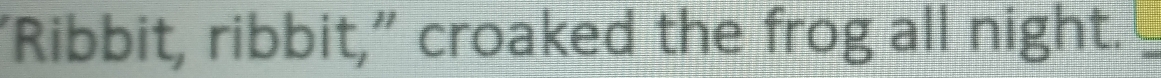 "Ribbit, ribbit," croaked the frog all night.