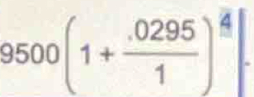 9500(1+ (.0295)/1 )^4|.