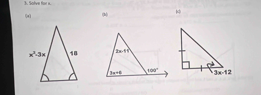 Solve for x.
(a) (b)
(c)