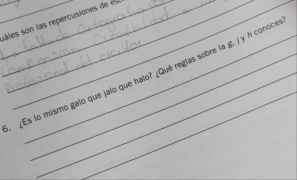 sáles son las repercusiones de es 
_ 
¿Es lo mismo galo que jalo que halo? ¿Qué reglas sobre la g, j y h conoce