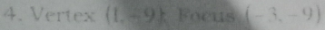 Vertex (1,-9) Focus (-3,-9)