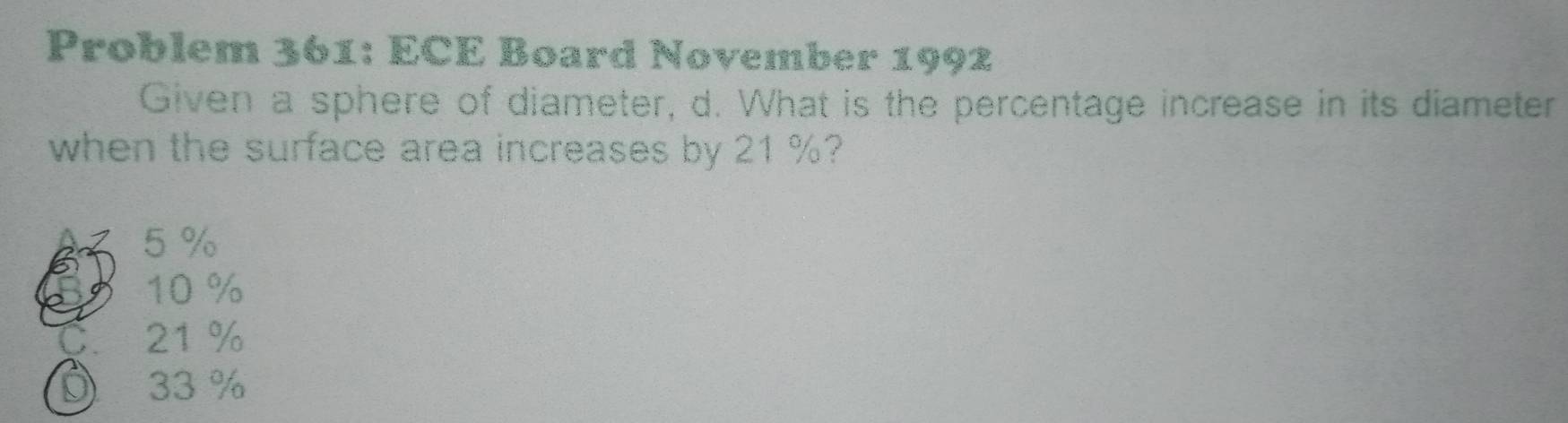 Solved: Problem 361: ECE Board November 1992 Given a sphere of diameter ...