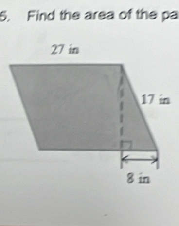 Find the area of the pa