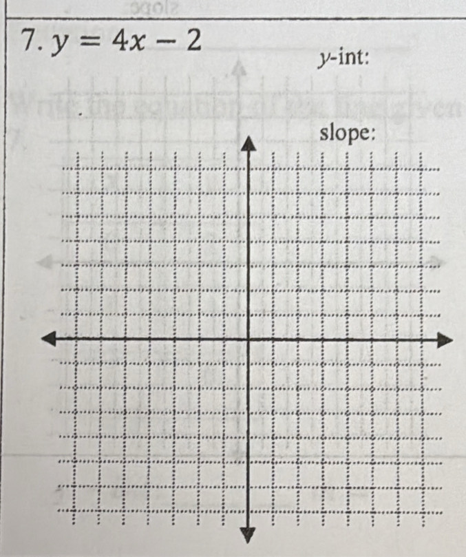 y=4x-2
y -int: