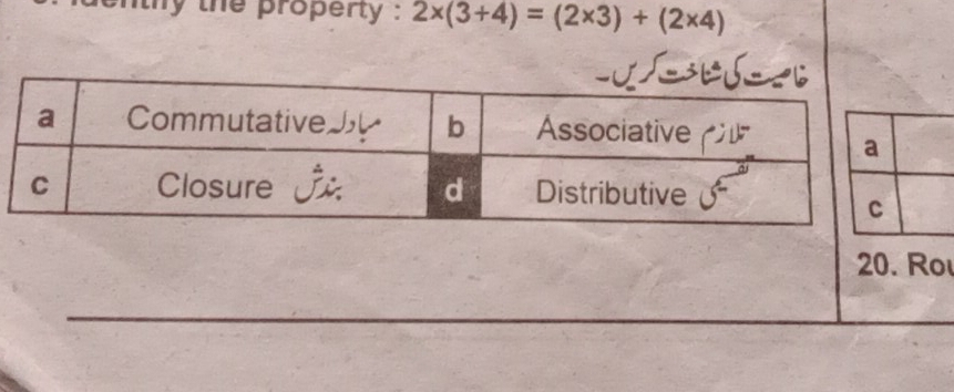 thy the property : 2* (3+4)=(2* 3)+(2* 4)
2. Ro