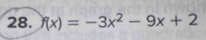 f(x)=-3x^2-9x+2