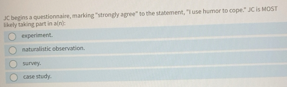 Solved: JC begins a questionnaire, marking 