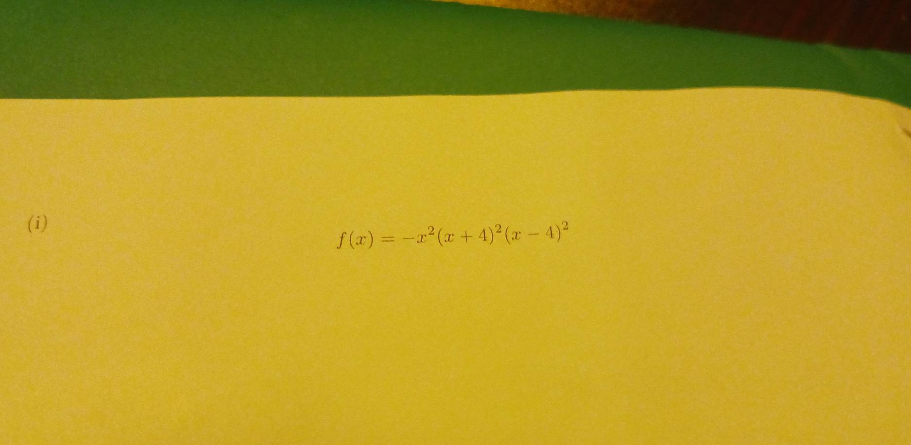 f(x)=-x^2(x+4)^2(x-4)^2