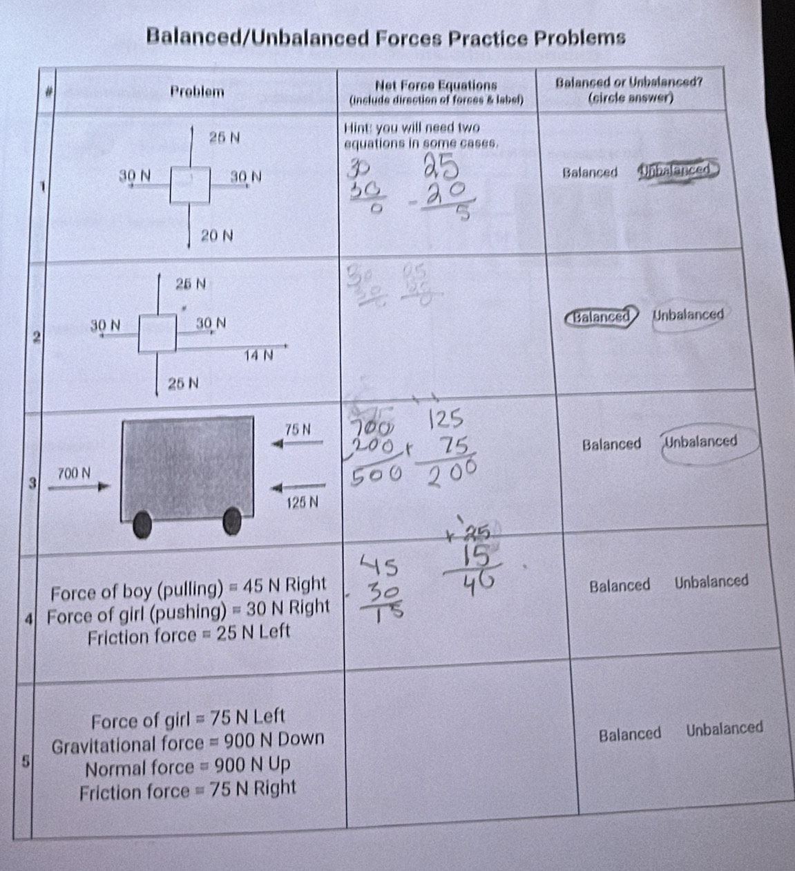 Balanced/Unbalanced Forces Practice Problems
1
2
3
4 
ed
5