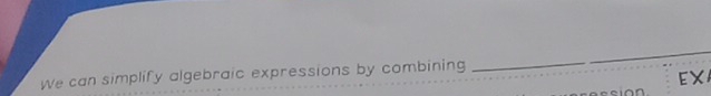 We can simplify algebraic expressions by combining 
_ 
_ 
EX