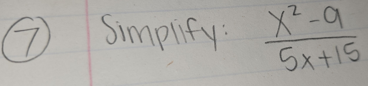 Simplfy:  (x^2-9)/5x+15 