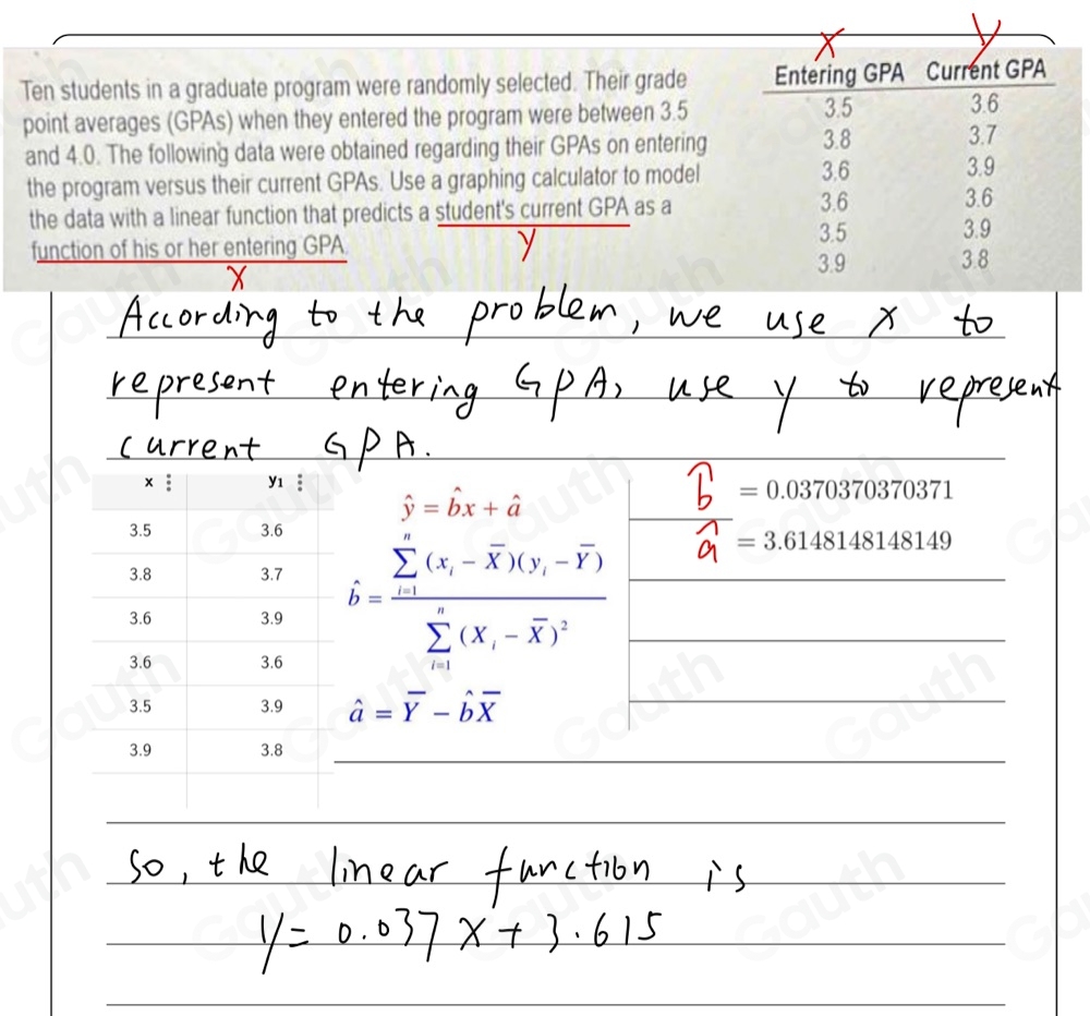 Solved: Ten students in a graduate program were randomly selected ...