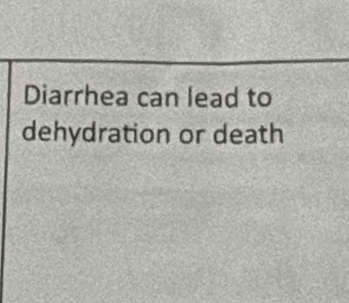 Diarrhea can lead to 
dehydration or death