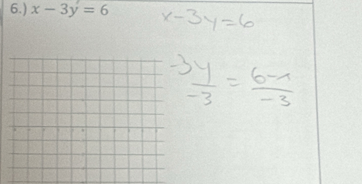 6.) x-3y=6