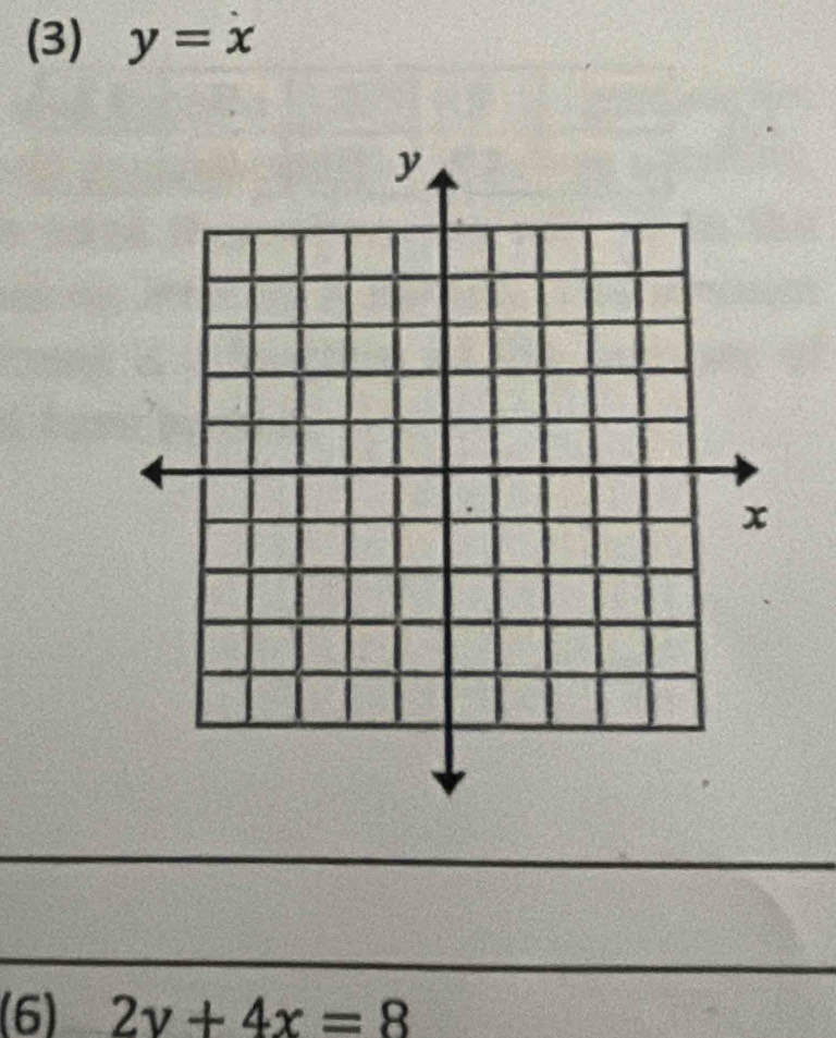 (3) y=x
(6) 2y+4x=8