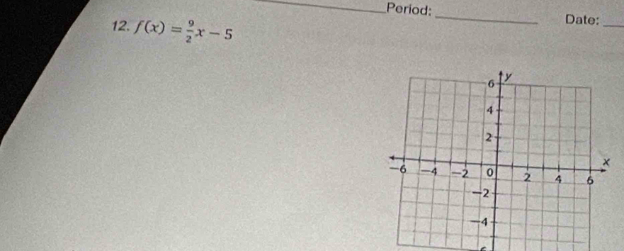 Period:_ Date:_ 
12. f(x)= 9/2 x-5