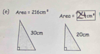 Area=216cm^2 Area=24cm^2