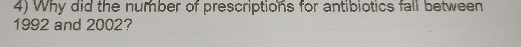 Why did the number of prescriptions for antibiotics fall between
1992 and 2002?