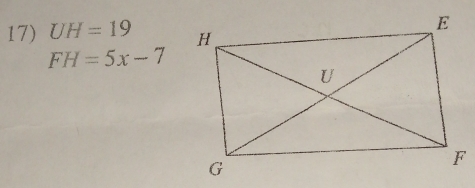 UH=19
FH=5x-7