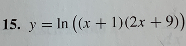 y=ln ((x+1)(2x+9))