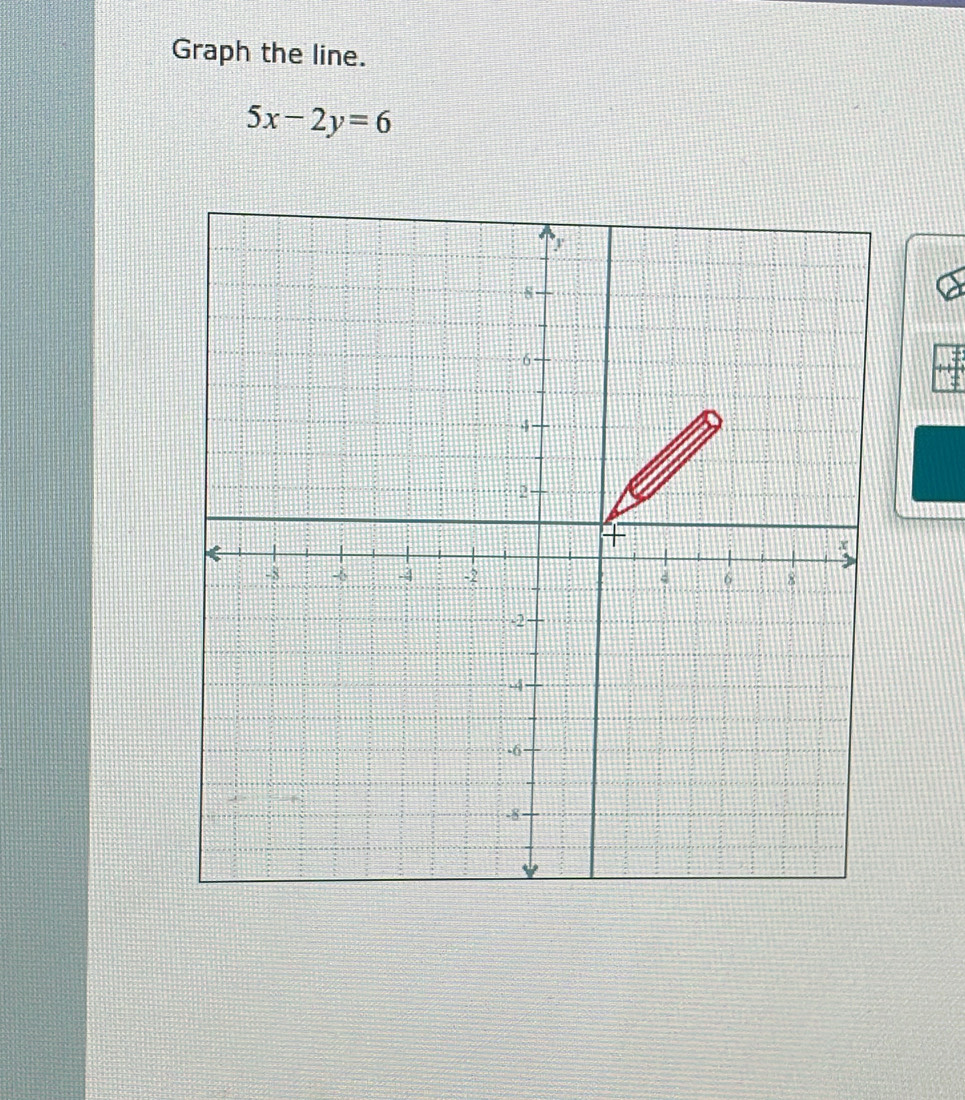 Graph the line.
5x-2y=6