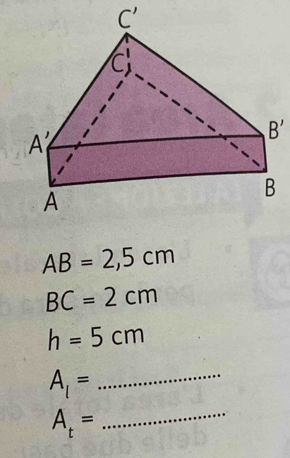 C '
B'
AB=2,5cm
BC=2cm
h=5cm
_ A_1=
A_t=
_