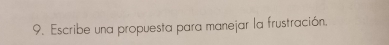 Escribe una propuesta para manejar la frustración.