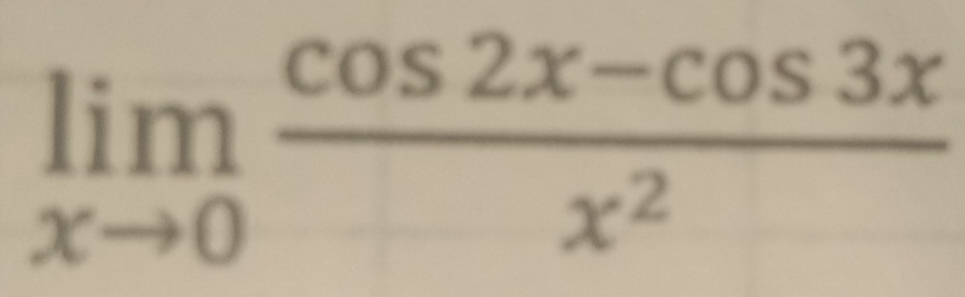 limlimits _xto 0 (cos 2x-cos 3x)/x^2 