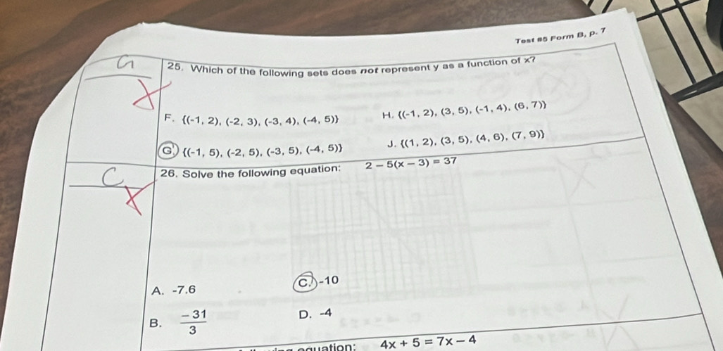 7
4x+5=7x-4