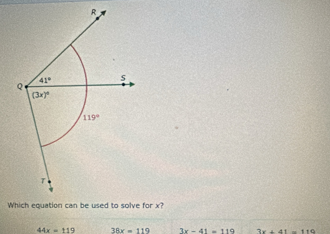 for x?
44x=119
38x=119 3x-41=119 3x+41=119