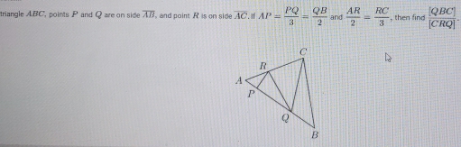 Solved: triangle ABC, points P and Q are on side overline AB and point ...