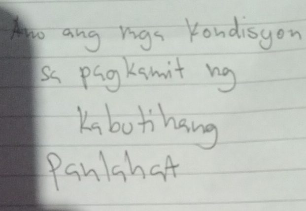 ang rigs Kondisyon 
sa pagksmit ng 
Kabothang 
Panishat