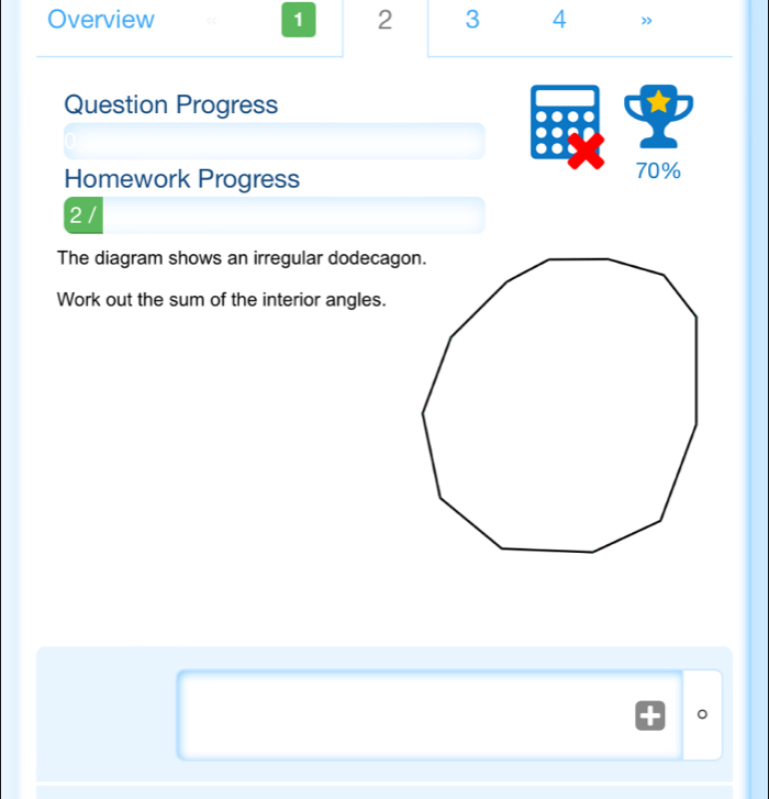 Solved: Overview 1 2 3 4 Question Progress Homework Progress 70% 2 ...