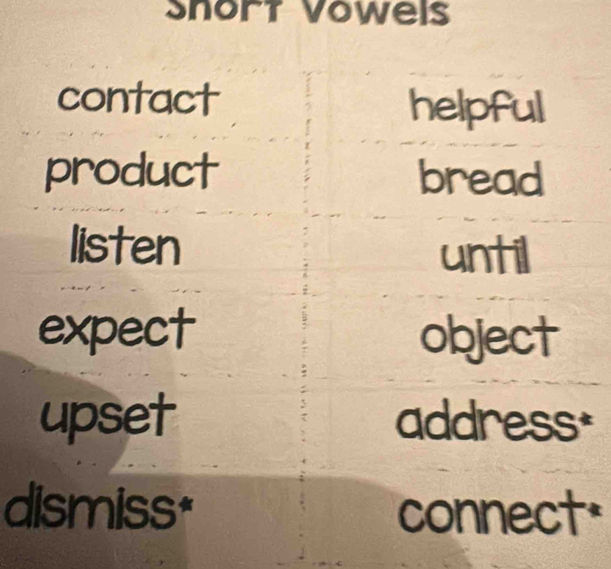 Short Vowels 
*
d :